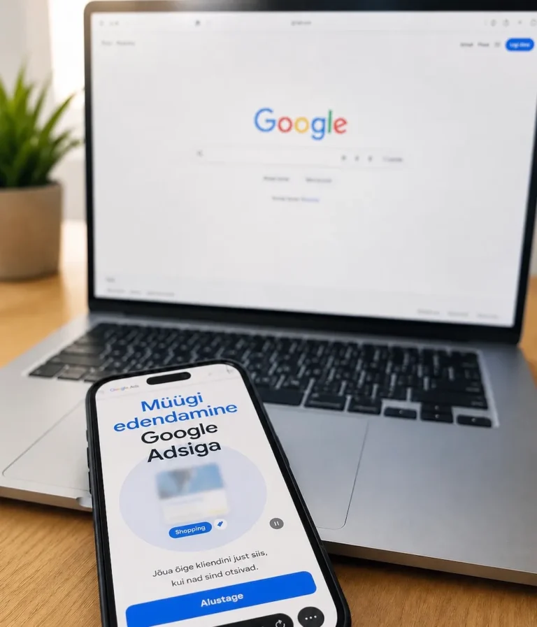 Google'i otsing sülearvutis ja Google Ads reklaam mobiilis