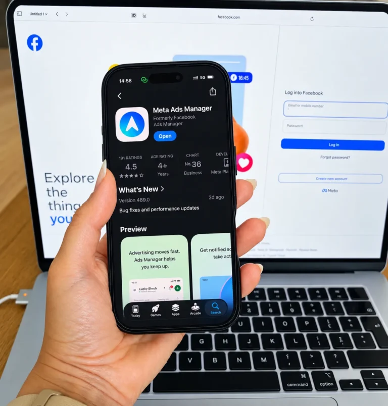 Meta Ads Manager mobiilis ja Facebook sülearvutis